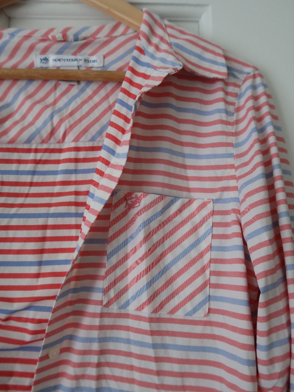 Southern Tide Striped Button Up Shirt | Size XS | Lightweight Pink Blue